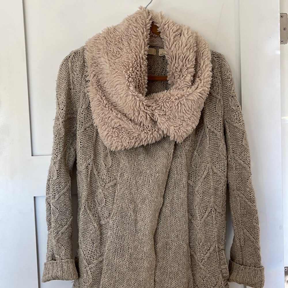 Anthropologie Sherpa Collar Wool Blend Knit Sweater - Small
